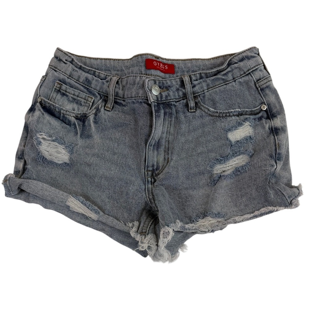 Guess Distressed Denim Shorts Frayed Hem Women's Size 29